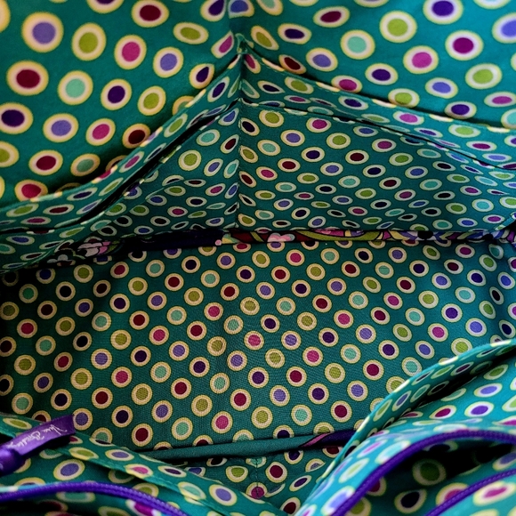 Vera Bradley Bowler Bag with Matching Wallet Set Purple and Green Paisley Print - Picture 6 of 10